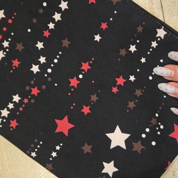 Kate Spade Large Canvas "Twinkle Star" Black Multi-Color Zipper Travel Pouch - Picture 4 of 8